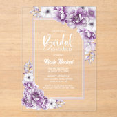 Stijlvol roze bloemen Vrijgezellenfeest Acryl Uitnodigingen (Voorkant)