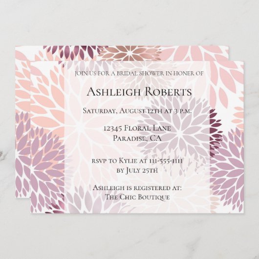 Stijlvol roze bloemen Vrijgezellenfeest Kaart (Voorkant / Achterkant)