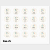 Stijlvol Roze & Blue Flower Bouquet Business Ronde Sticker (Vel)
