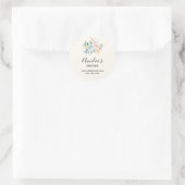 Stijlvol Roze & Blue Flower Bouquet Business Ronde Sticker (Tas)