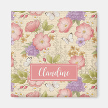 Stijlvol roze botanische bloemmotief