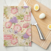 Stijlvol roze botanische bloemmotief theedoek (Quarter Fold)