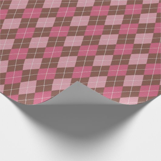 Stijlvol roze / bruin kunstgalant Diamond Classic  Cadeaupapier (Hoek)