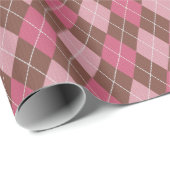 Stijlvol roze / bruin kunstgalant Diamond Classic Cadeaupapier (Rol Hoek)