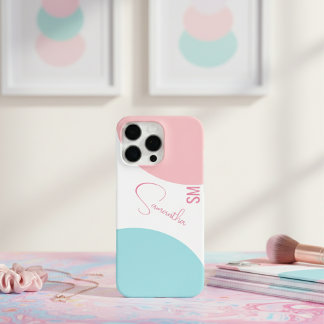 Stijlvol Roze en blauw Abstract geometrisch momogr iPhone 16 Pro Max Hoesje