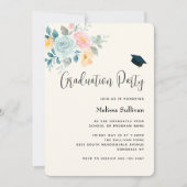 Stijlvol Roze en Blauw Ventilator Afstuderen Bouqu Kaart (Voorkant)