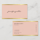 Stijlvol roze en goudkleurige, moderne goudprijs visitekaartje (Voorkant / Achterkant)
