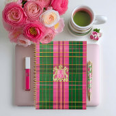 Stijlvol roze en groen geplakt monogram planner