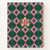Stijlvol roze en groen monogram Notitieboek (Achterkant)