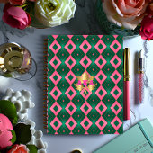 Stijlvol roze en groen monogram Notitieboek