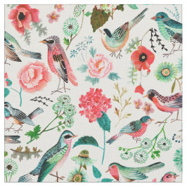 Stijlvol roze en groen patroon Flowers Bird Patter Stof