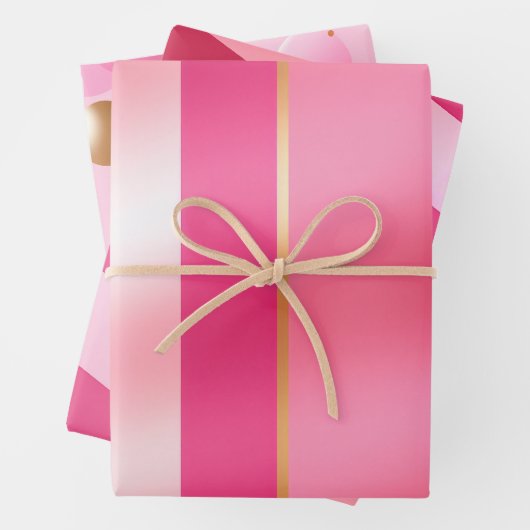 Stijlvol roze en metallics inpakpapier vel (In situ)