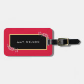 Stijlvol Roze en Waterverf Floral Bagagelabel (Voorkant horizontaal)