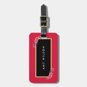 Stijlvol Roze en Waterverf Floral Bagagelabel (Voorkant verticaal)