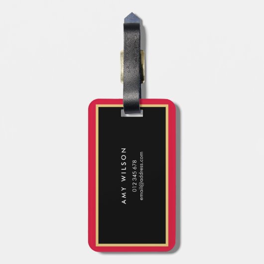 Stijlvol Roze en Waterverf Floral Bagagelabel (Achterkant verticaal)