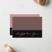 Stijlvol roze en zwart Haarstylist-cadeaubon Notitiekaartje (Voorkant / Achterkant in situ)