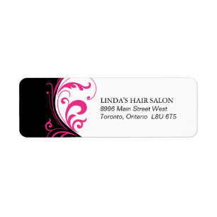 Stijlvol Roze en Zwart label voor retouradres