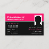 Stijlvol Roze en Zwart met Foto Professional Visitekaartje (Achterkant)