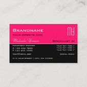 Stijlvol roze en zwart met Initialen Professional Visitekaartje (Achterkant)