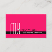 Stijlvol roze en zwart met Initialen Professional Visitekaartje (Voorkant)