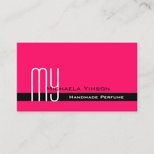 Stijlvol roze en zwart met Initialen Professional Visitekaartje (Voorkant)