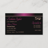 Stijlvol roze en zwart met Initialen Professional Visitekaartje (Achterkant)