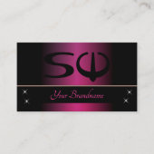 Stijlvol roze en zwart met Initialen Professional Visitekaartje (Voorkant)