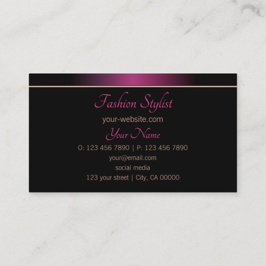 Stijlvol roze en zwart met Monogram Professional Visitekaartje (Achterkant)