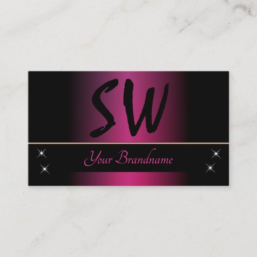 Stijlvol roze en zwart met Monogram Professional Visitekaartje (Voorkant)