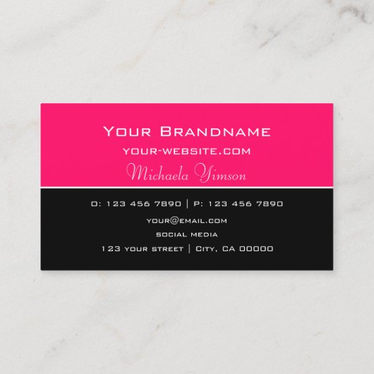 Stijlvol roze en zwart met Monogram Professional Visitekaartje (Achterkant)