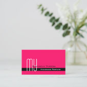 Stijlvol roze en zwart met Monogram Professional Visitekaartje (Staand voorkant)