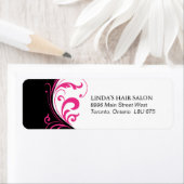 Stijlvol roze en zwart retour adres label (Insitu)