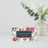 Stijlvol roze en zwart Roos - Floral Pattern Visitekaartje (Staand voorkant)