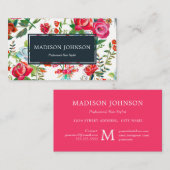 Stijlvol roze en zwart Roos - Floral Pattern Visitekaartje (Voorkant / Achterkant)