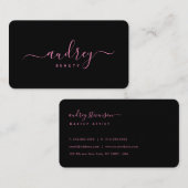 stijlvol, roze en zwart visitekaartje (Voorkant / Achterkant)