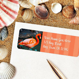 Stijlvol roze flamingo, aangepast scriptadres etiket