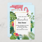Stijlvol Roze Flamingo Tropical Theme Baby shower  Kaart (Voorkant / Achterkant)