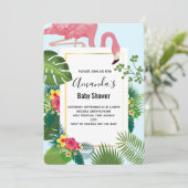 Stijlvol Roze Flamingo Tropical Theme Baby shower  Kaart (Staand voorkant)
