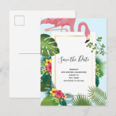Stijlvol roze flamingo tropisch themaSave the Date Uitnodiging Briefkaart (Voorkant / Achterkant)
