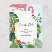 Stijlvol roze flamingo tropisch themaSave the Date Uitnodiging Briefkaart (Voorkant)