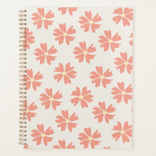 Stijlvol roze Floral Pattern Off-White Planner (Voorkant)