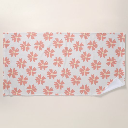 Stijlvol roze Floral Pattern Off-White Strandlaken (Voorkant)