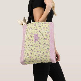 Stijlvol Roze Geel Land Floral  Initiaal Tote Bag