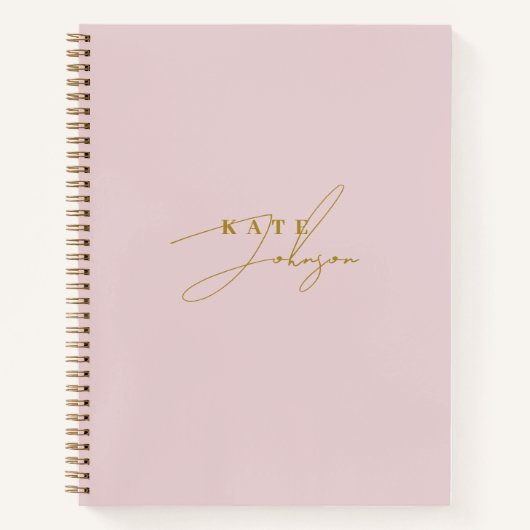 Stijlvol roze goud handtekening script Monogram Notitieboek (Voorkant)