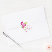 Stijlvol Roze & Groen Boeket Save the Date Seal Ronde Sticker (Envelop)