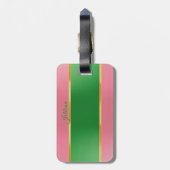 Stijlvol Roze Groen Monogram Preppy Bagagelabel (Achterkant verticaal)