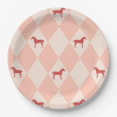 Stijlvol roze Harleqiun Horse Pattern Papieren Bordje (Voorkant)