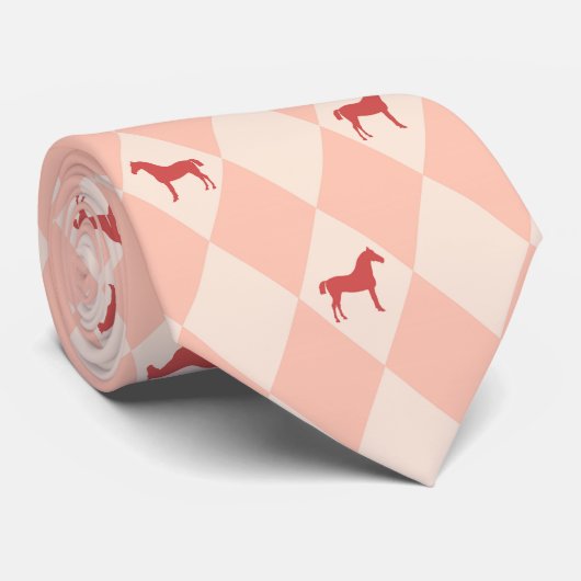 Stijlvol roze Harleqiun Horse Pattern Stropdas (Opgerold)