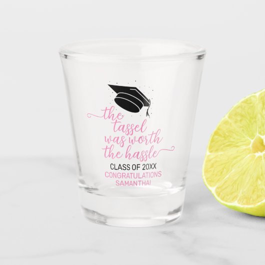 Stijlvol roze het tassel was de hal waard shot glas (Voorkant)