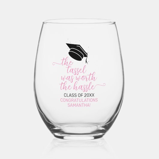 Stijlvol roze het tassel was de hal waard wijnglas zonder voet (Voorkant)